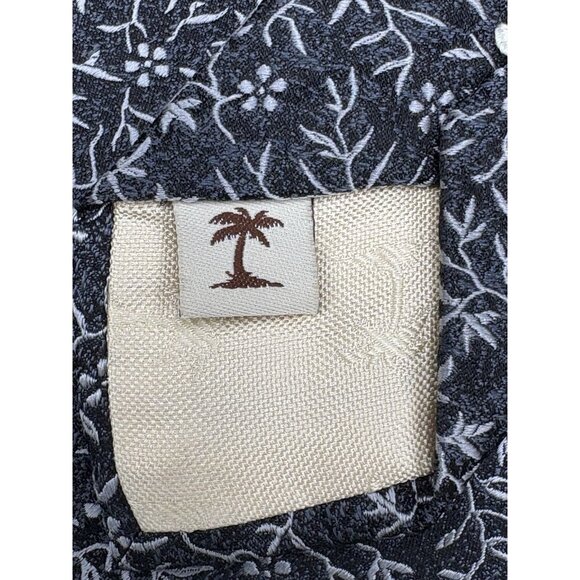 TOMMY BAHAMA Tie Men's 100% Silk 62.5 Black White Hand Sewn Floral Vines GUC - Picture 7 of 10